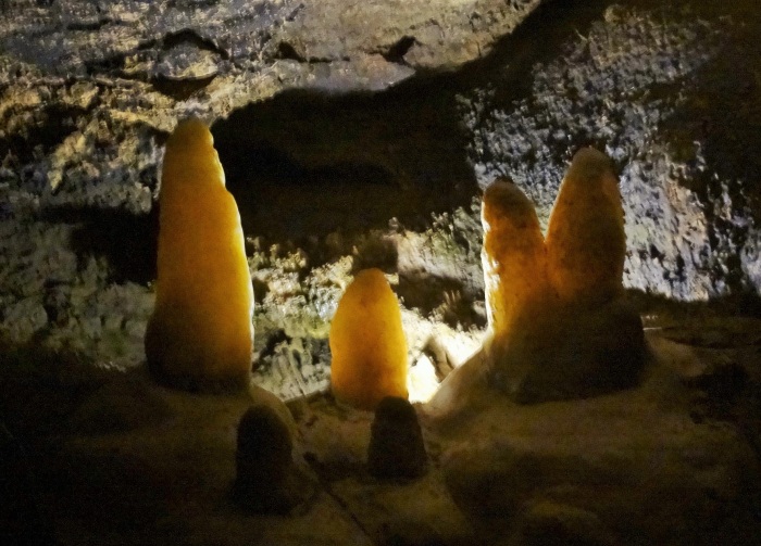 Stalagmites in Kizil Koba caves